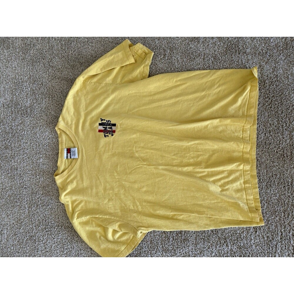 Vintage Tommy Jeans T Shirt Yellow Size XL